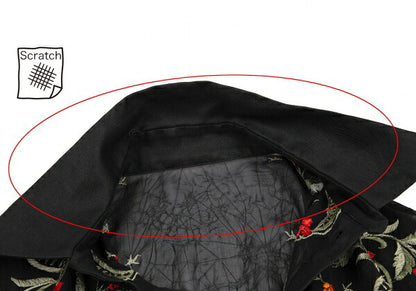 Yohji Yamamoto FEMME Flower Embroidery Shirt Black Size 1