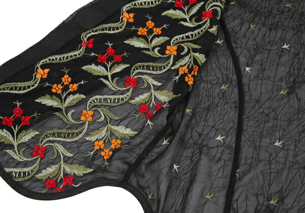 Yohji Yamamoto FEMME Flower Embroidery Shirt Black Size 1