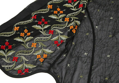 Yohji Yamamoto FEMME Flower Embroidery Shirt Black Size 1