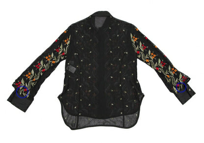 Yohji Yamamoto FEMME Flower Embroidery Shirt Black Size 1