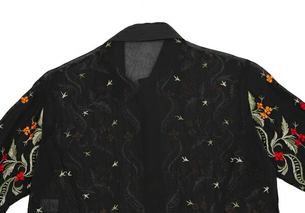 Yohji Yamamoto FEMME Flower Embroidery Shirt Black Size 1
