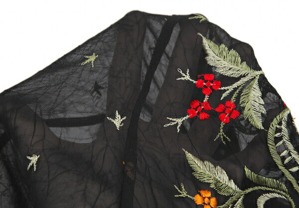 Yohji Yamamoto FEMME Flower Embroidery Shirt Black Size 1