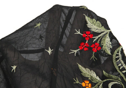Yohji Yamamoto FEMME Flower Embroidery Shirt Black Size 1