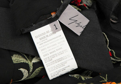 Yohji Yamamoto FEMME Flower Embroidery Shirt Black Size 1