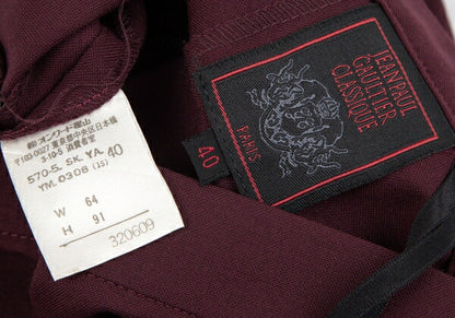 Jean Paul GAULTIER CLASSIQUE Wool Hem Cut Skirt Wine Size 40