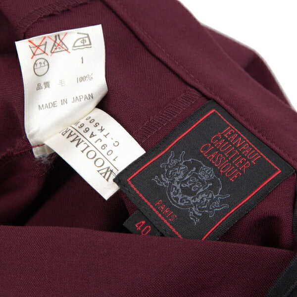 Jean Paul GAULTIER CLASSIQUE Wool Hem Cut Skirt Wine Size 40