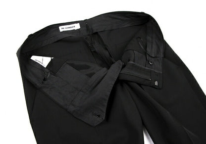 JIL SANDER Wool Gabardine Tapered Pants Black Size 36