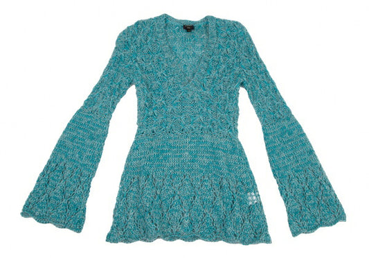 Jean Paul GAULTIER FEMME Braided V-Neck Sweater Blue Size 40