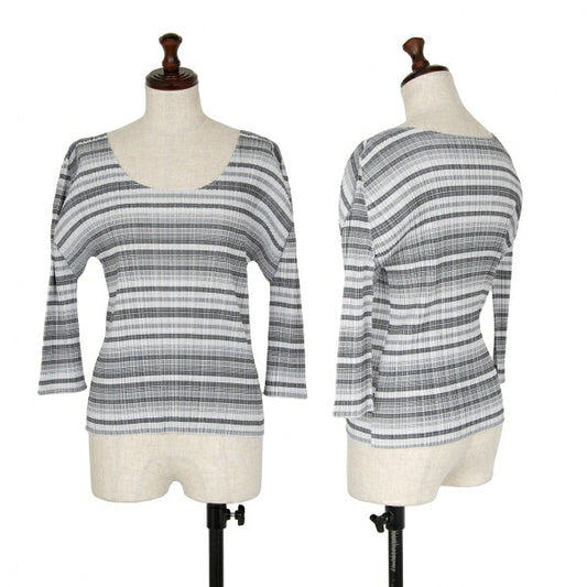 PLEATS PLEASE Multi-Stripe Pleated Top Gray Poly Size 3