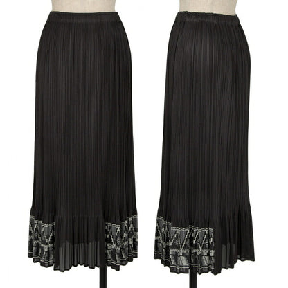PLEATS PLEASE Hem Rubber Print Skirt Black Poly Size 3