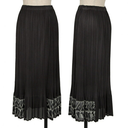 PLEATS PLEASE Hem Rubber Print Skirt Black Poly Size 3