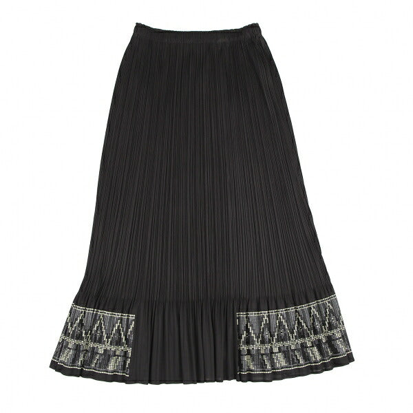 PLEATS PLEASE Hem Rubber Print Skirt Black Poly Size 3