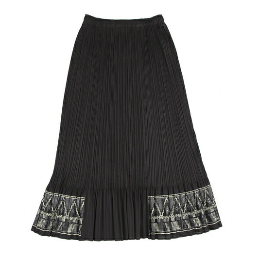 PLEATS PLEASE Hem Rubber Print Skirt Black Poly Size 3