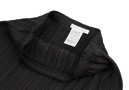 PLEATS PLEASE Hem Rubber Print Skirt Black Poly Size 3