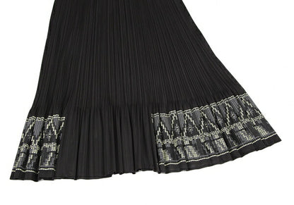 PLEATS PLEASE Hem Rubber Print Skirt Black Poly Size 3