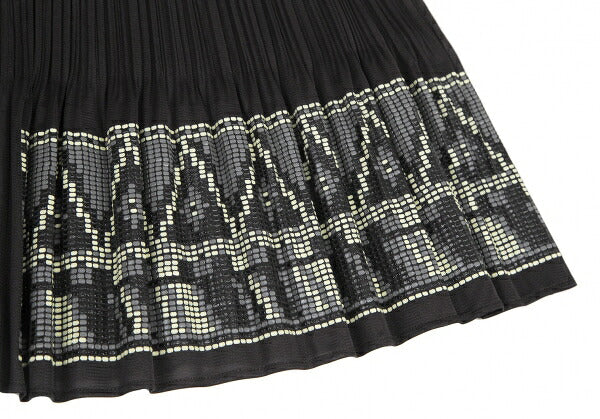 PLEATS PLEASE Hem Rubber Print Skirt Black Poly Size 3