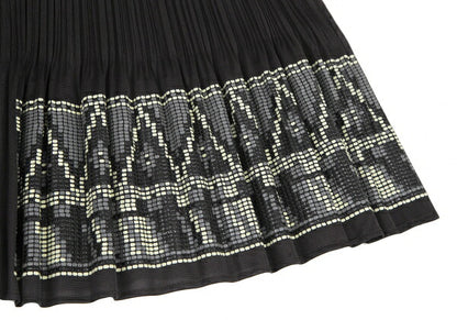 PLEATS PLEASE Hem Rubber Print Skirt Black Poly Size 3