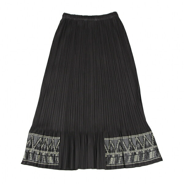 PLEATS PLEASE Hem Rubber Print Skirt Black Poly Size 3