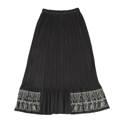 PLEATS PLEASE Hem Rubber Print Skirt Black Poly Size 3