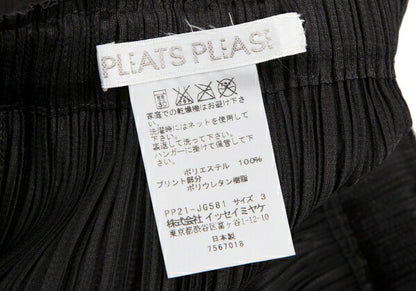 PLEATS PLEASE Hem Rubber Print Skirt Black Poly Size 3