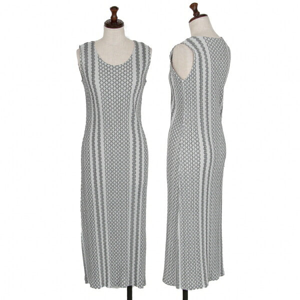 PLEATS PLEASE Multi Line Stripe Sleeveless Dress Size 2