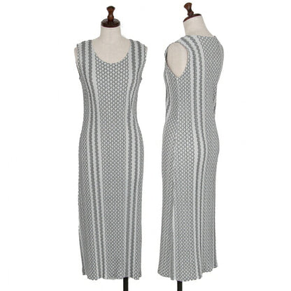 PLEATS PLEASE Multi Line Stripe Sleeveless Dress Size 2