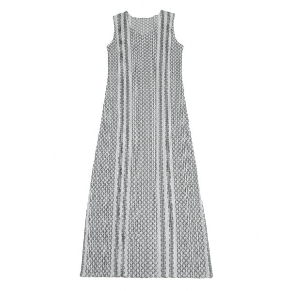 PLEATS PLEASE Multi Line Stripe Sleeveless Dress Size 2