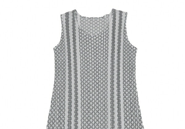 PLEATS PLEASE Multi Line Stripe Sleeveless Dress Size 2