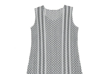 PLEATS PLEASE Multi Line Stripe Sleeveless Dress Size 2