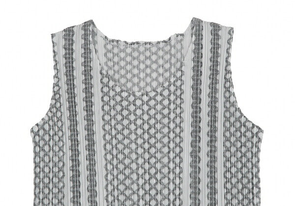 PLEATS PLEASE Multi Line Stripe Sleeveless Dress Size 2