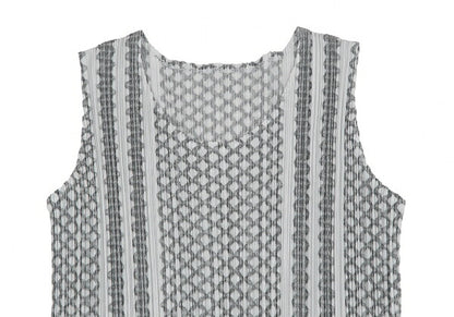 PLEATS PLEASE Multi Line Stripe Sleeveless Dress Size 2