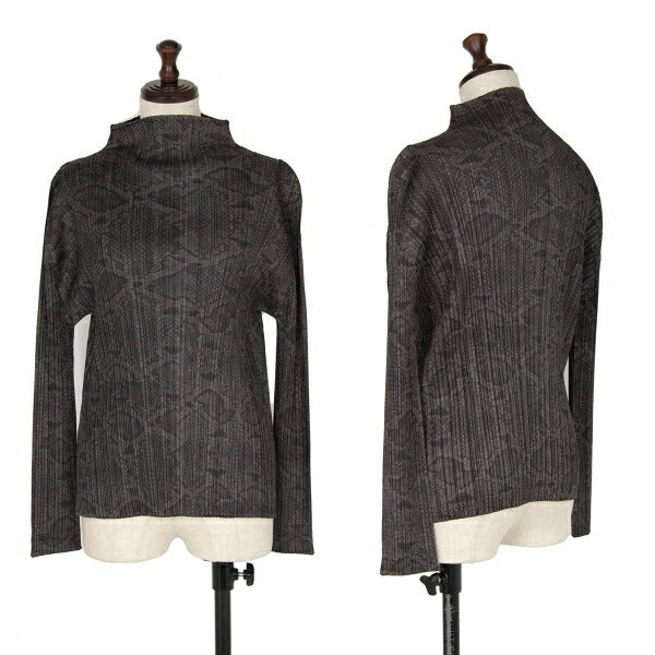 PLEATS PLEASE Python Print High Neck Long Sleeve Tee Size 3