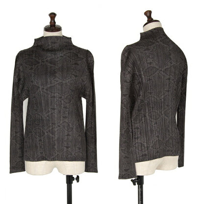 PLEATS PLEASE Python Print High Neck Long Sleeve Tee Size 3