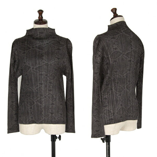 PLEATS PLEASE Python Print High Neck Long Sleeve Tee Size 3