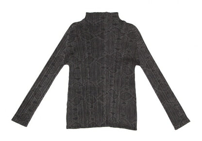 PLEATS PLEASE Python Print High Neck Long Sleeve Tee Size 3