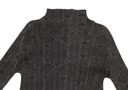 PLEATS PLEASE Python Print High Neck Long Sleeve Tee Size 3