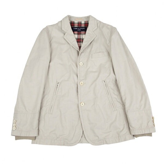 COMME des GARCONS HOMME Rib Cuff Check Jacket Greige Size S