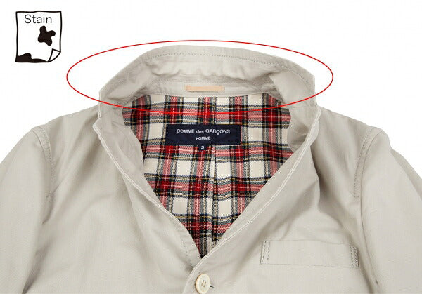 COMME des GARCONS HOMME Rib Cuff Check Jacket Greige Size S