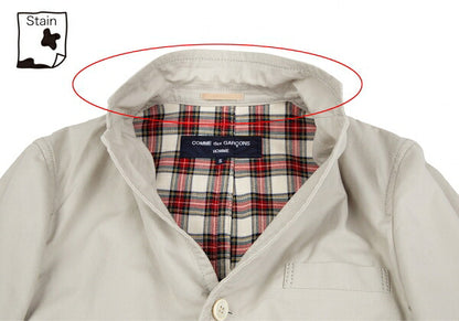 COMME des GARCONS HOMME Rib Cuff Check Jacket Greige Size S