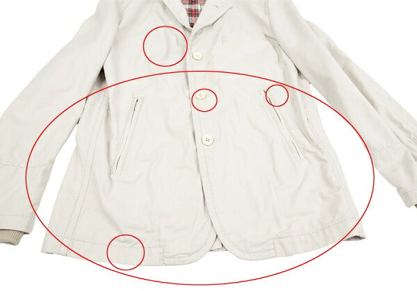 COMME des GARCONS HOMME Rib Cuff Check Jacket Greige Size S
