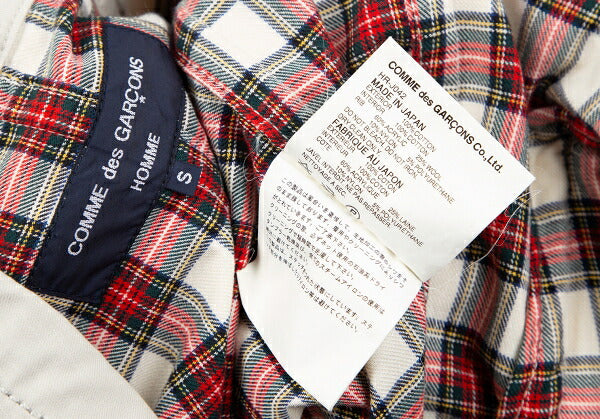 COMME des GARCONS HOMME Rib Cuff Check Jacket Greige Size S