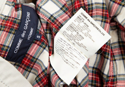 COMME des GARCONS HOMME Rib Cuff Check Jacket Greige Size S
