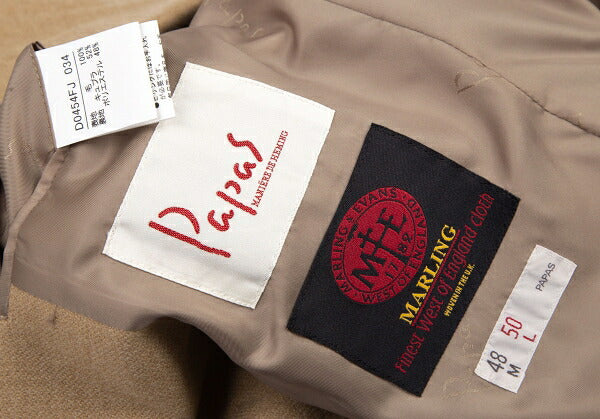 Papas Marlin & Evans Wool 2-Button Jacket Brown Size 50L