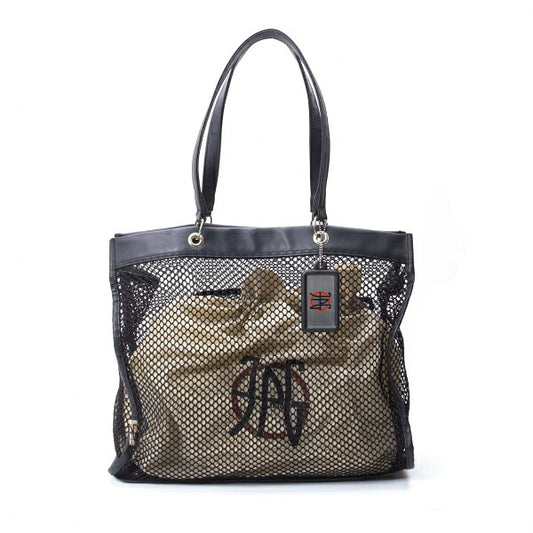 JPG by GAULTIER Mesh Tote Bag Black Beige