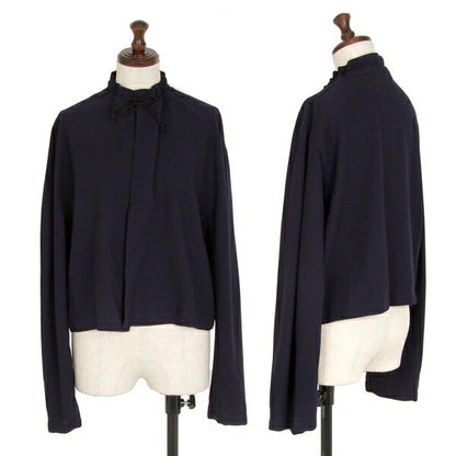 Y's Wool Drawstring Buttonless Jacket Navy Size L