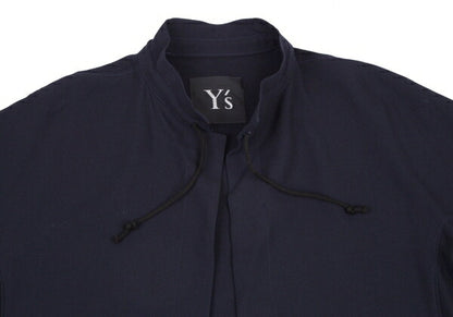 Y's Wool Drawstring Buttonless Jacket Navy Size L