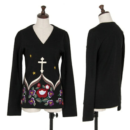 KEITA MARUYAMA Felt Patch V-Neck Sweater Black Multi Size 1