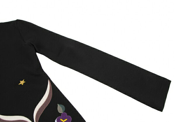 KEITA MARUYAMA Felt Patch V-Neck Sweater Black Multi Size 1