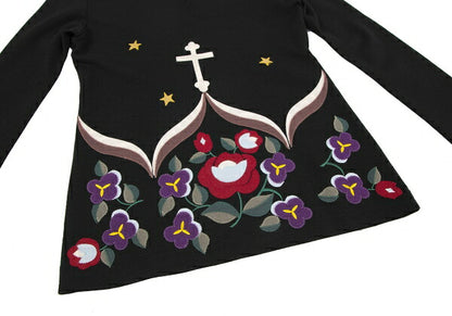 KEITA MARUYAMA Felt Patch V-Neck Sweater Black Multi Size 1
