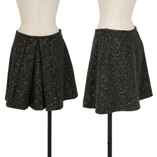 KEITA MARUYAMA Lame Tweed Pleated Skirt Black Size 1